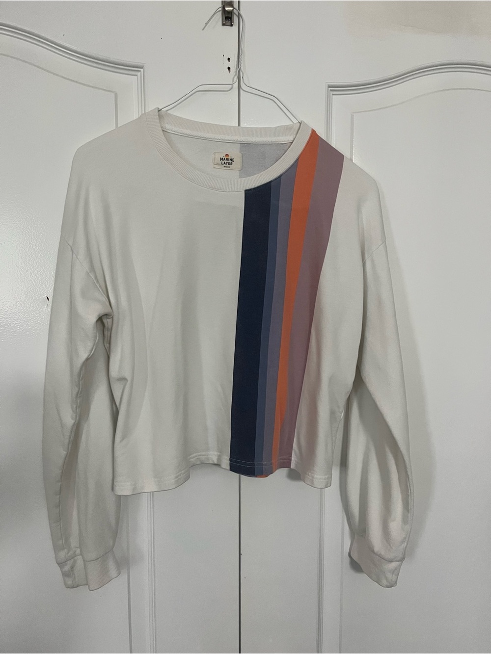 Marine Layer Tate striped Cropped Sweatshirt